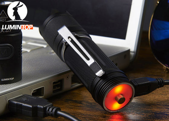 Porcellana Torcia elettrica portatile di Lumintop Ed25, torcia principale ricaricabile di USB con l'indicatore di potere basso fornitore